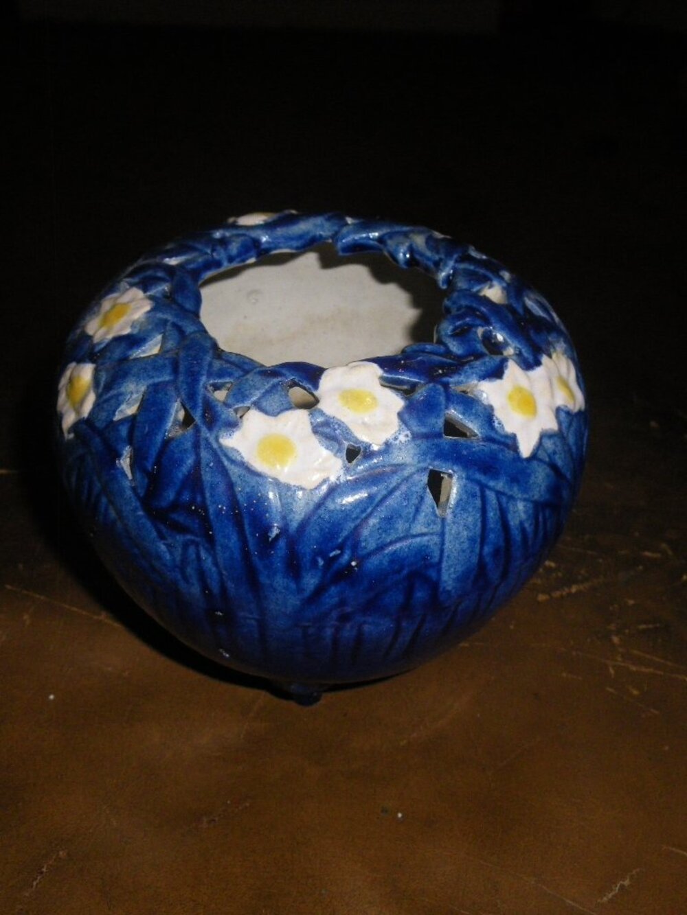 Vintage Small Earthenware Glazed Pottery Bowl Vase Sculpture Art